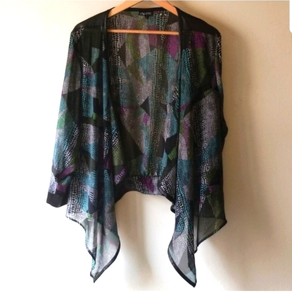 FREE SHIPPING- City Chic Sheer Waterfall Cardigan